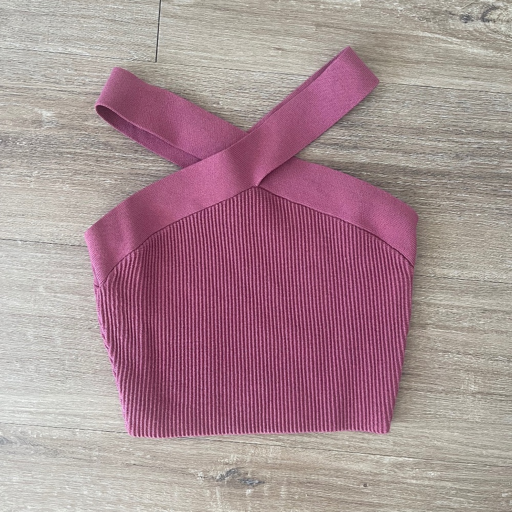 Babaton sculpt knit criss cross tank